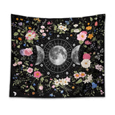 Floral Triple Moon Phases Tapestry